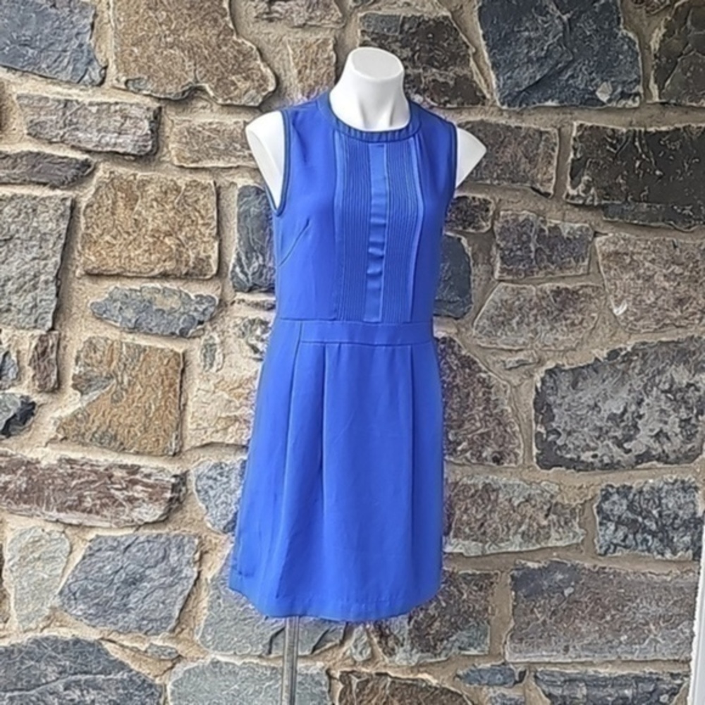 Madewell Pleated Front Royal Blue Sheath Dress Sz 4 Madewell Madewell